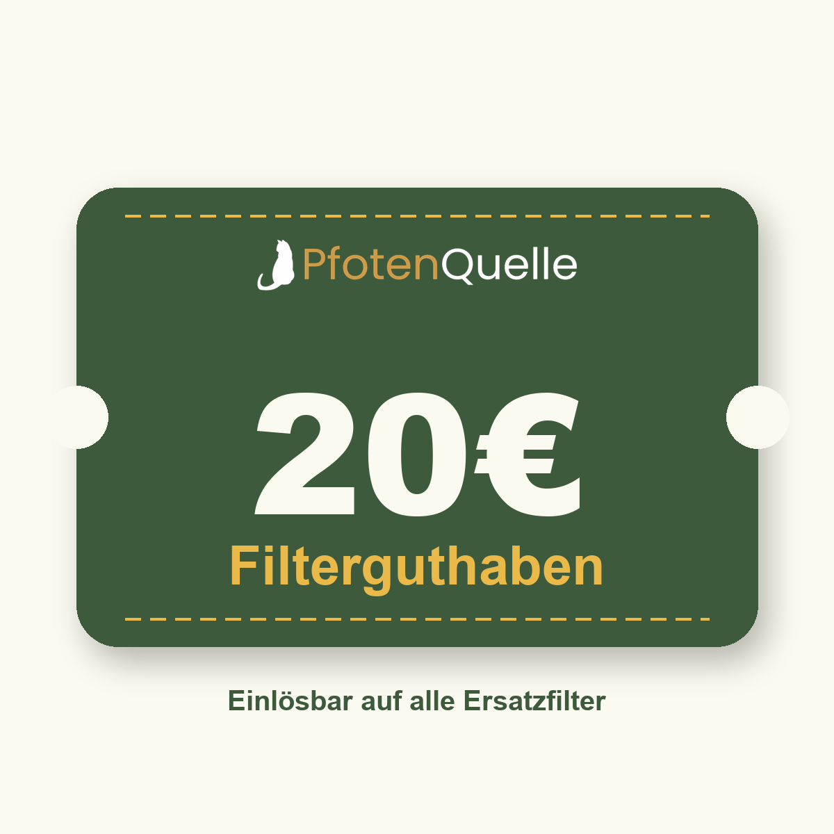20 € Filterguthaben Gutschein von Pfotenquelle