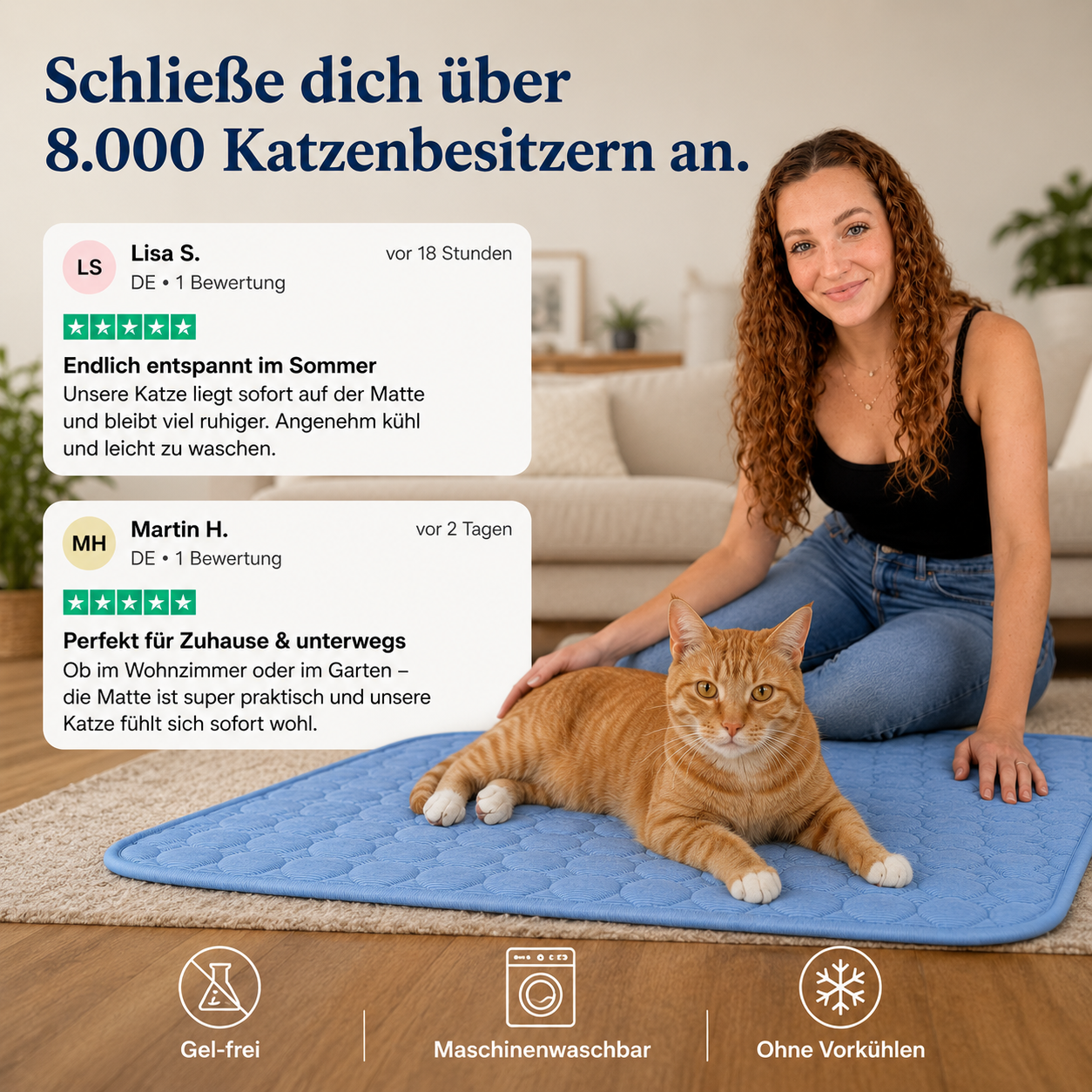 Pfotenquelle™ Kühlmatte für Katzen 2-für-1