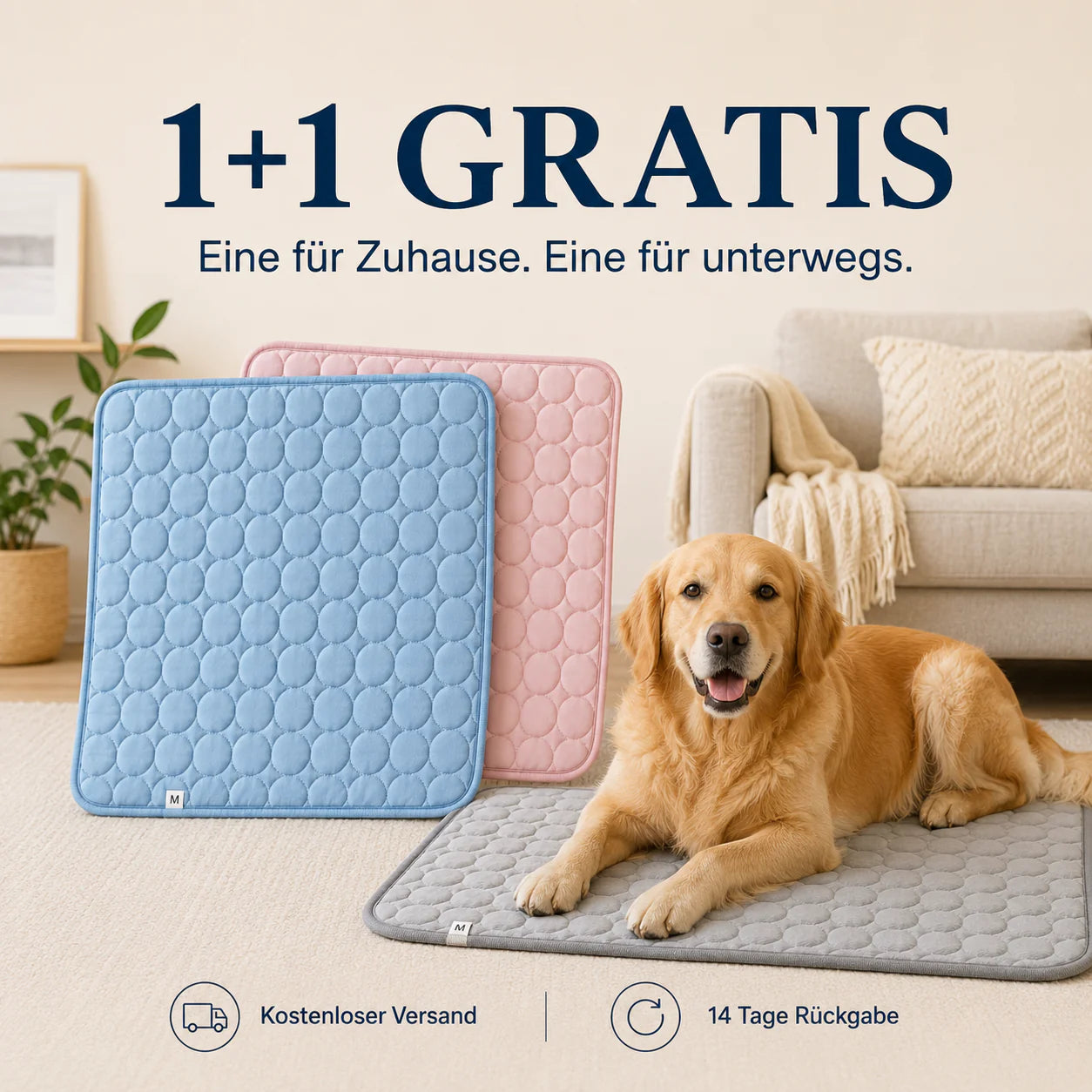 Pfotenquelle™ Kühlmatte für Hunde 2-für-1